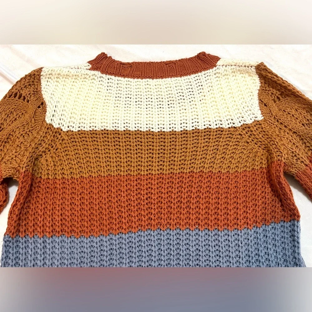 Hem & Thread Striped Multicolor Women's Fall Autumn Cozy Sweater Size Large - Picture 15 of 16